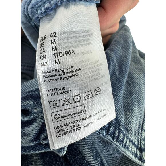 ZARA 100% Cotton Acid Wash Long Sleeve Belted Button Down Denim Jumpsuit Size M - Picture 9 of 9